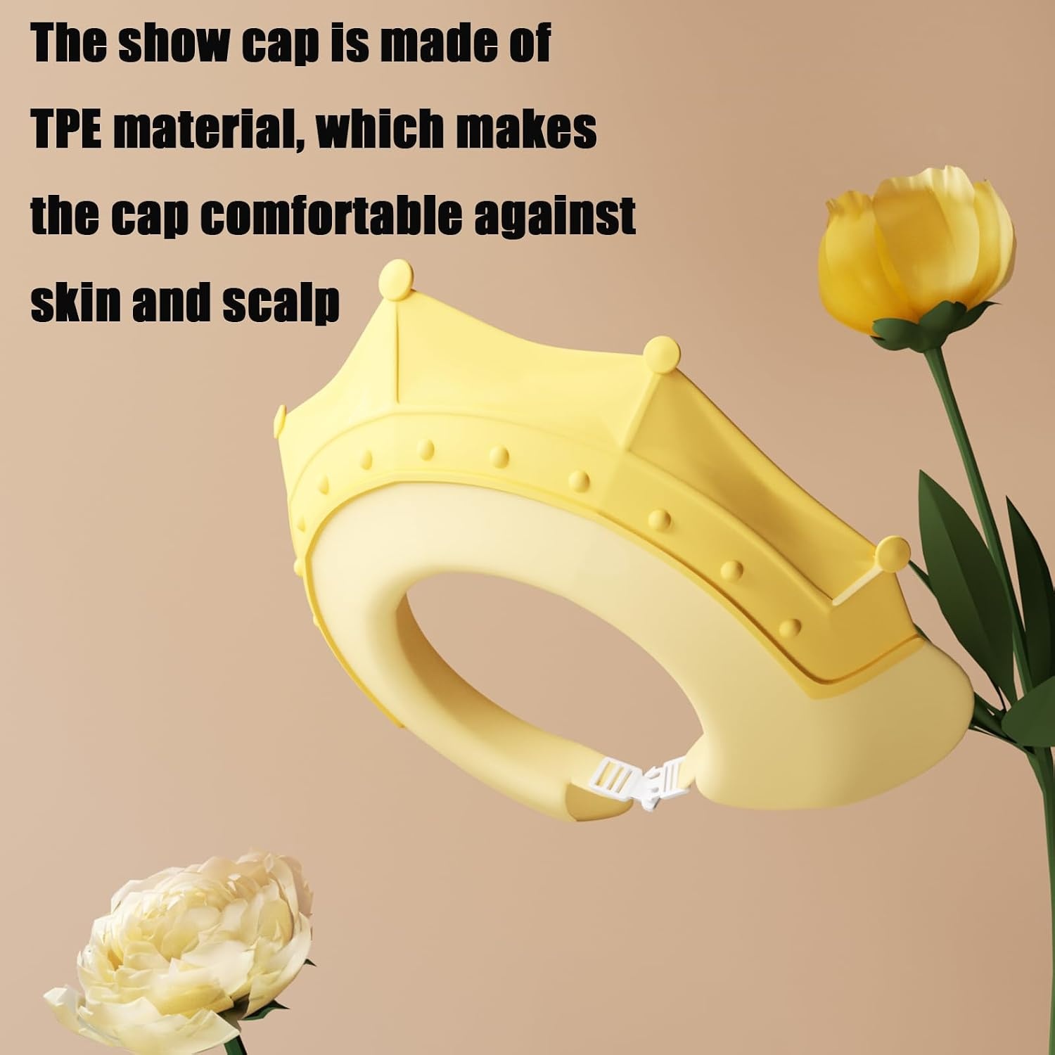 image:imagePandaEar Baby Shower Cap Hair Washing Hat 2 Pack Waterproof Adjustable Silicone Bath Hat for Eye and Ear Protection Cute Crown ShapePinkYellow