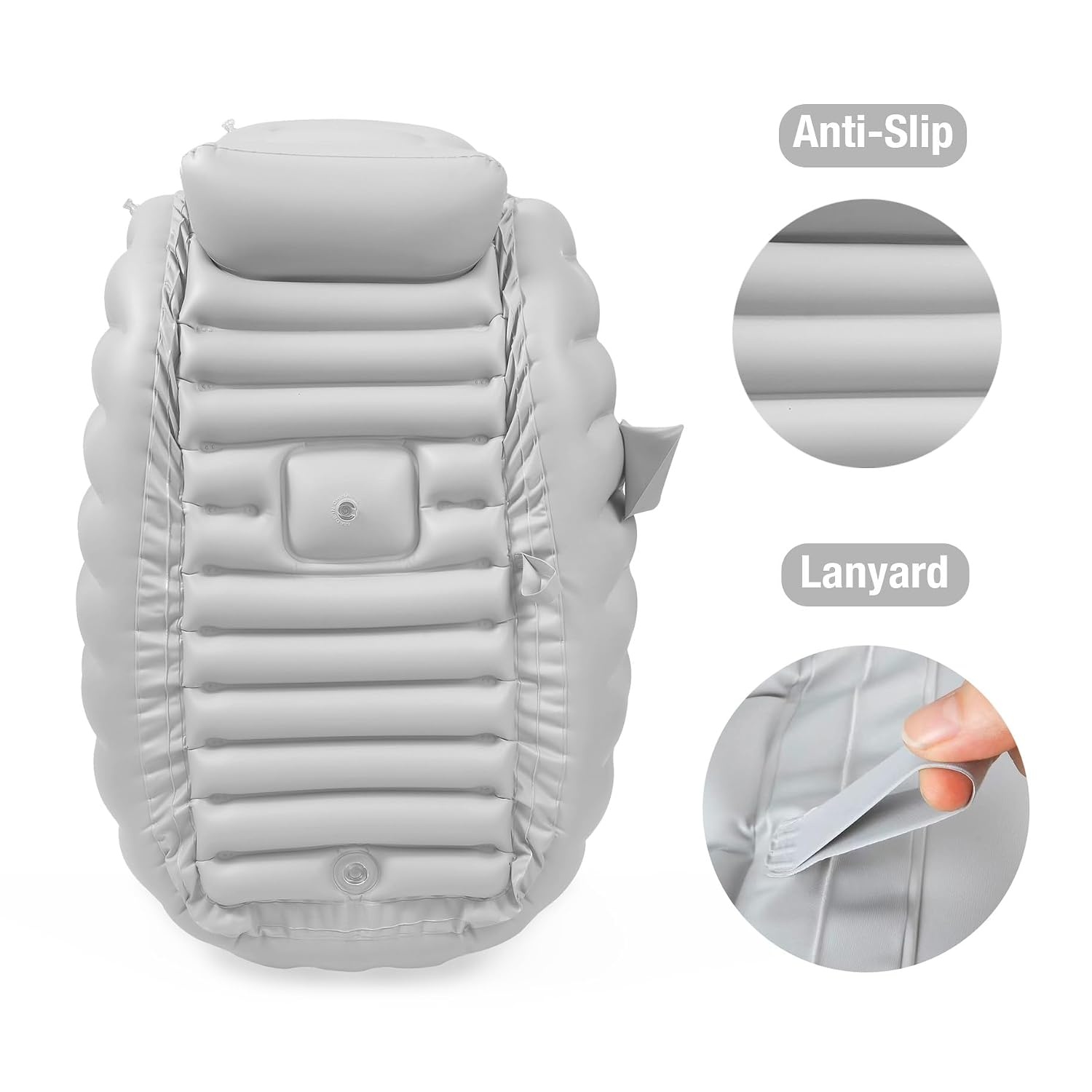image:imagePandaEar Inflatable Baby Bathtub with Air Pump NonSlip Soft Cushion Bathing Tub for Toddlers amp Infants 036 Months Collapsible TravelFriendly Blow Up Pool with Side Pocket amp Backrest Gray