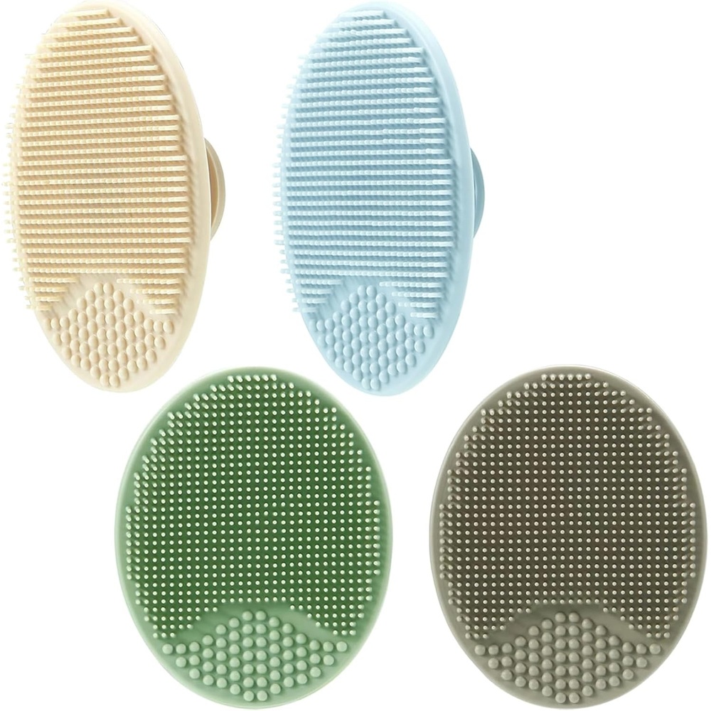 image:imagePandaEar Baby Cradle Cap Brush Silicone Baby Bath Brush Massage Brush Set for Dry Skin Cradle Cap and Eczema 4 Pack BlueBlue