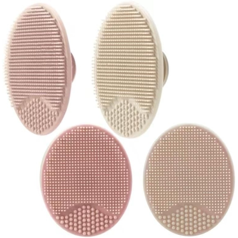 image:imagePandaEar Baby Cradle Cap Brush Silicone Baby Bath Brush Massage Brush Set for Dry Skin Cradle Cap and Eczema 4 Pack BluePink