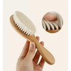 PandaEar Baby Hair Brush and Comb Set for Newborn| Natural Wooden Hairbrush with Soft Goat Bristles, Pear Wood Comb and Wooden Massage Brush for Infant, Toddler, Kids(Brown)