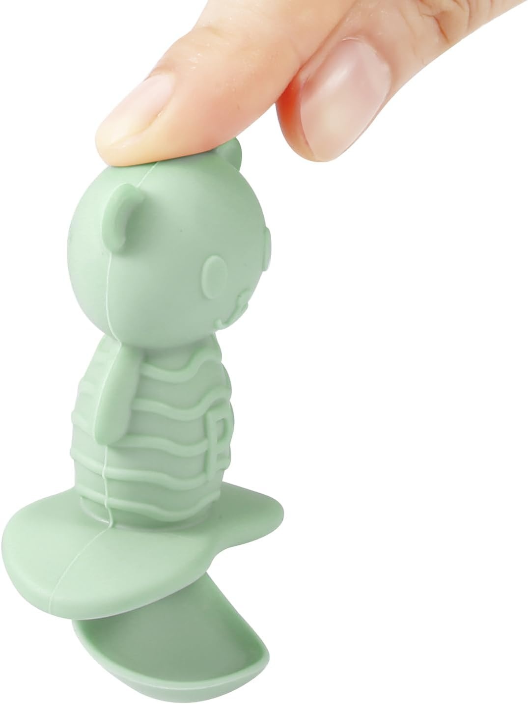 image:imagePandaEar 6 Pack Baby Led Weaning Spoons Forks 6 Months Silicone Baby Spoons and Fork Self Feeding Utensils Toddler Infant AntiChoke Feeding Utensils Bear Shape Pink Green LinenPink Green Linen
