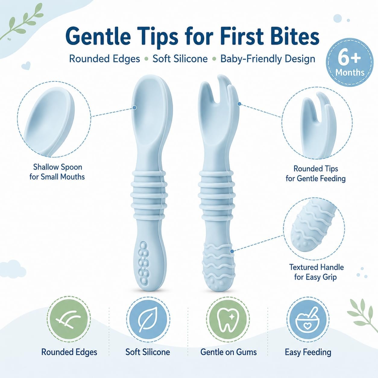 image:imagePandaEar 6 Pack Baby Silicone Spoons Baby Led Weaning Utensils 612 Months