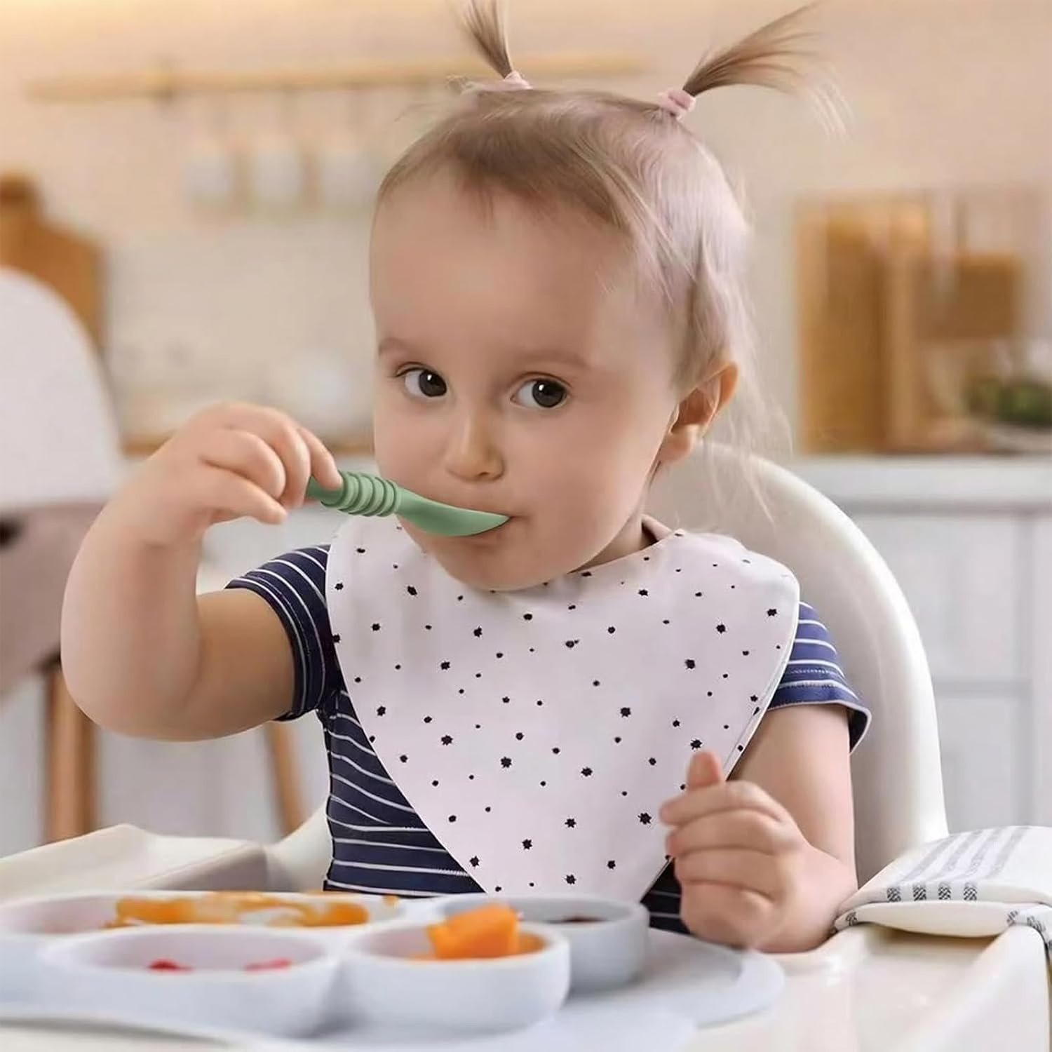 image:imagePandaEar 6 Pack Silicone Baby Spoons First Stage Self Feeding Utensils