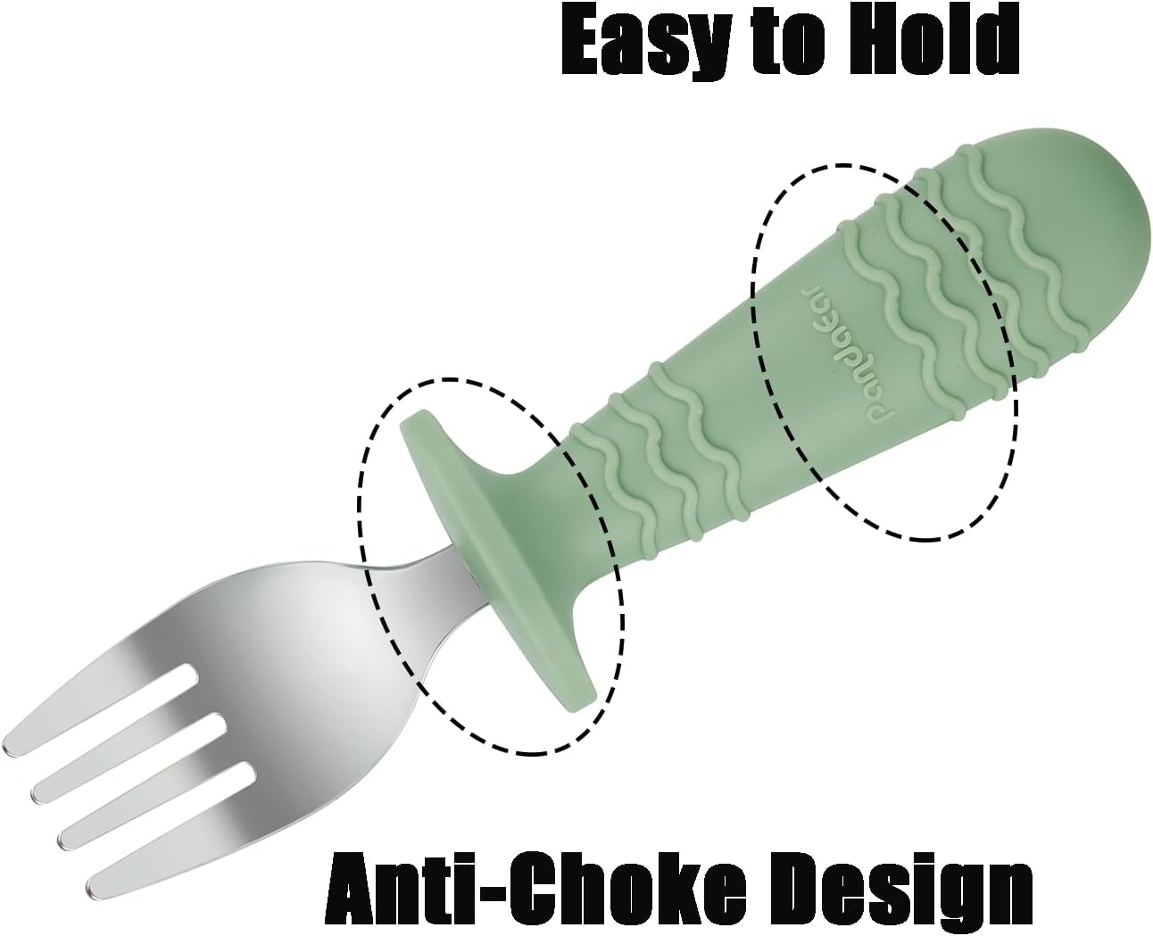image:imagePandaEar 6 Pack Toddler Forks 188 Stainless Steel with Silicone Handle