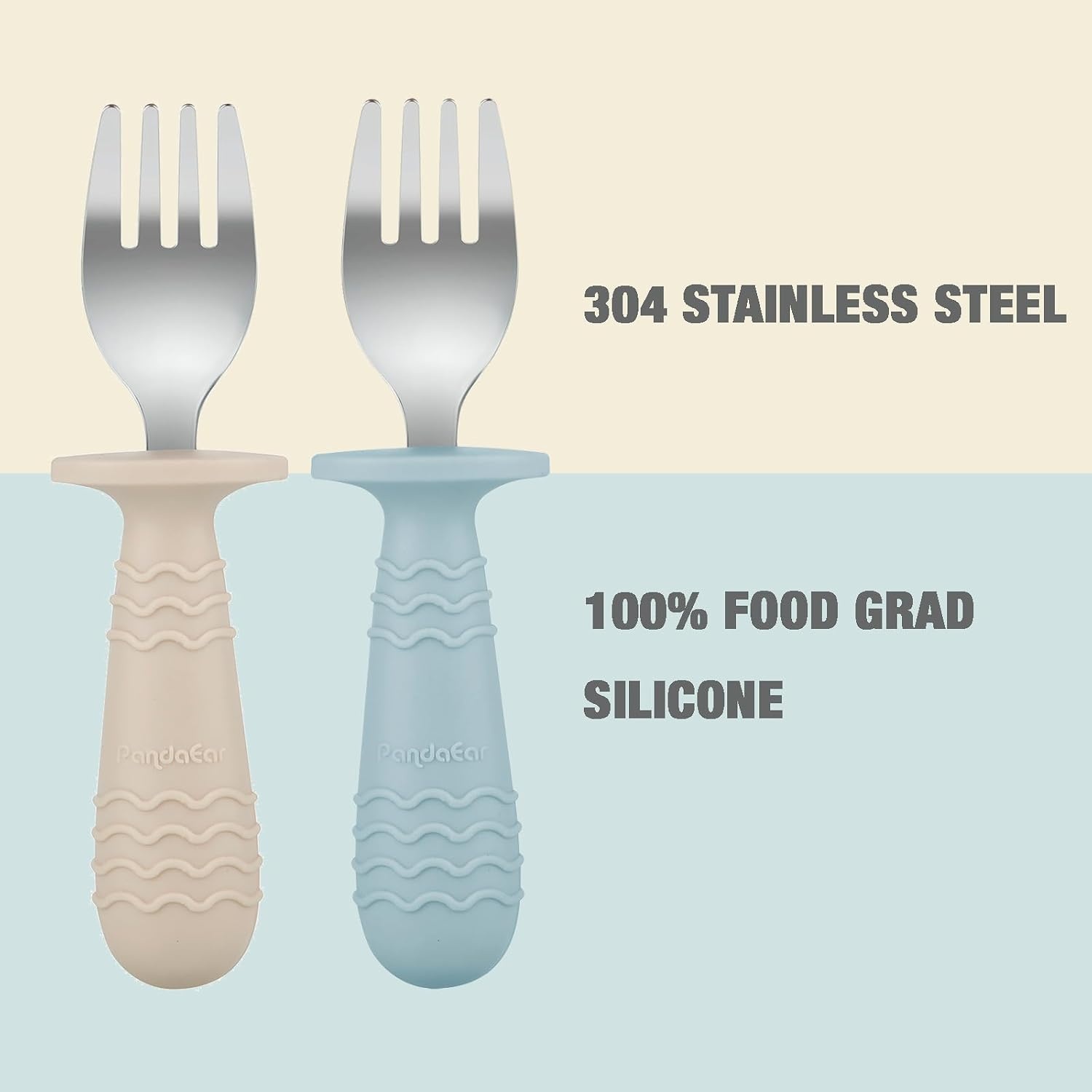 image:imagePandaEar 6 Pack Toddler Forks 188 Stainless Steel with Silicone Handle