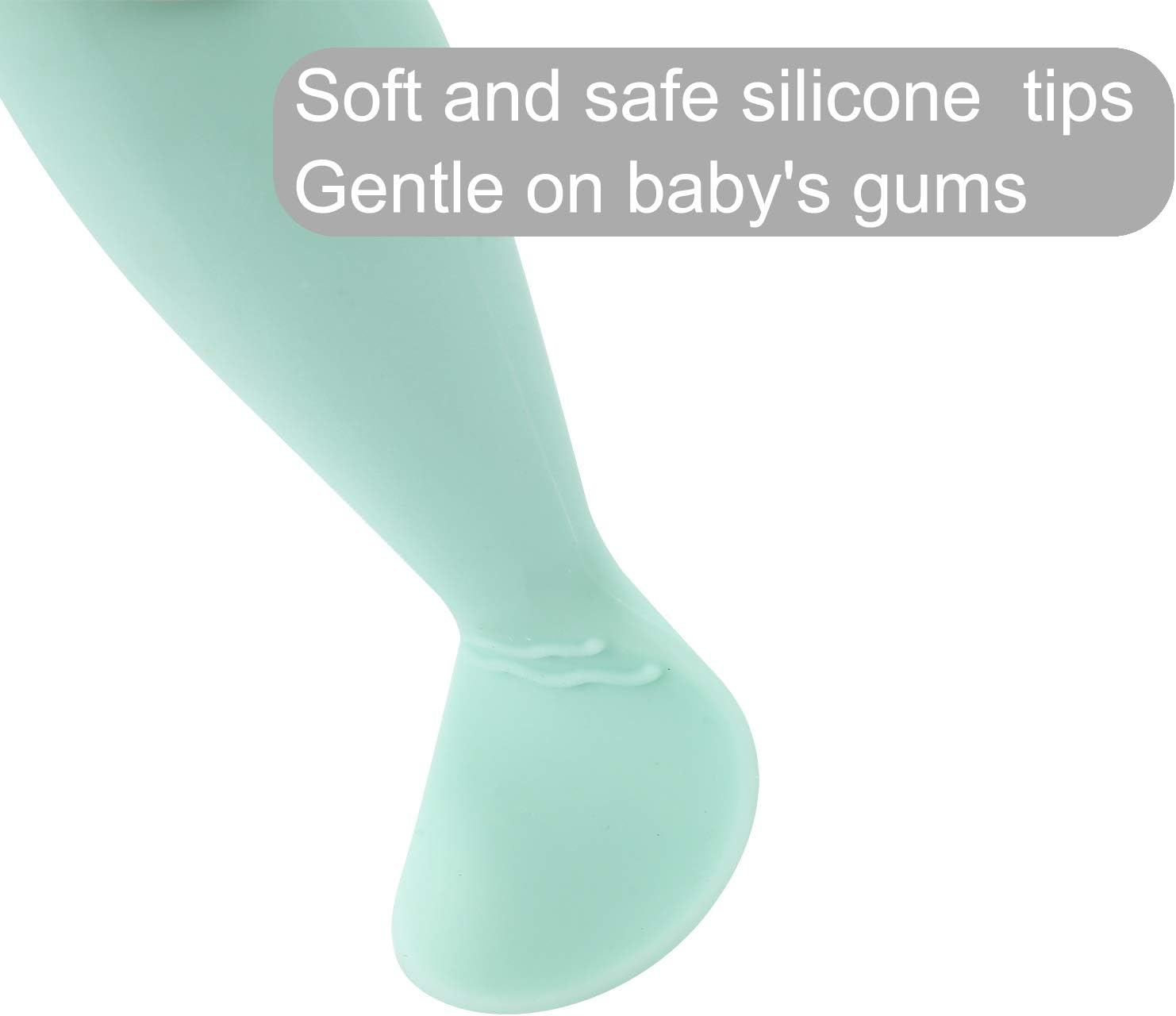 image:imagePandaEar Baby Infant Spoons BPA Free 4Pack Soft Silicone Self Feeding Fat Handle Utensil4 Count Pack of 1