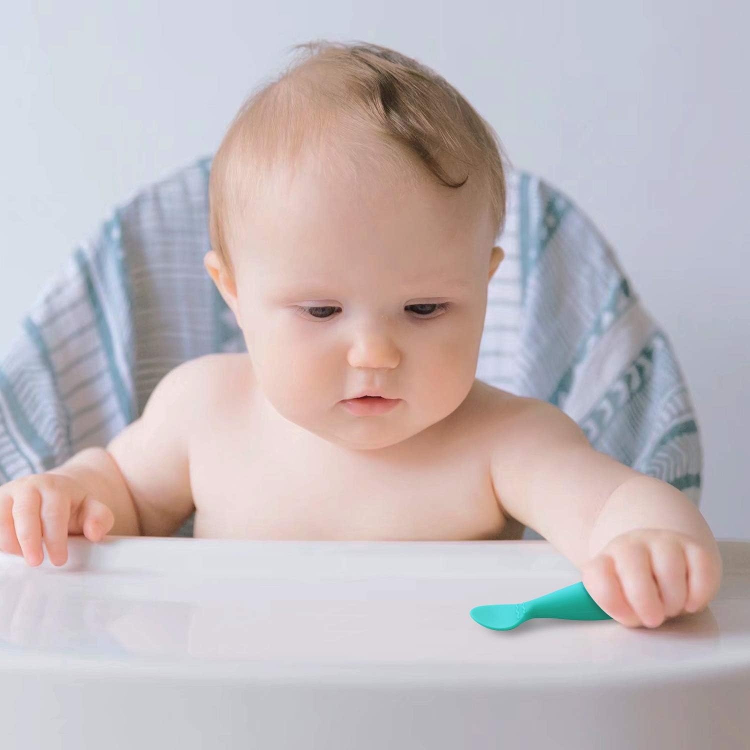 image:imagePandaEar Baby Infant Spoons BPA Free 4Pack Soft Silicone Self Feeding Fat Handle Utensil4 Count Pack of 1
