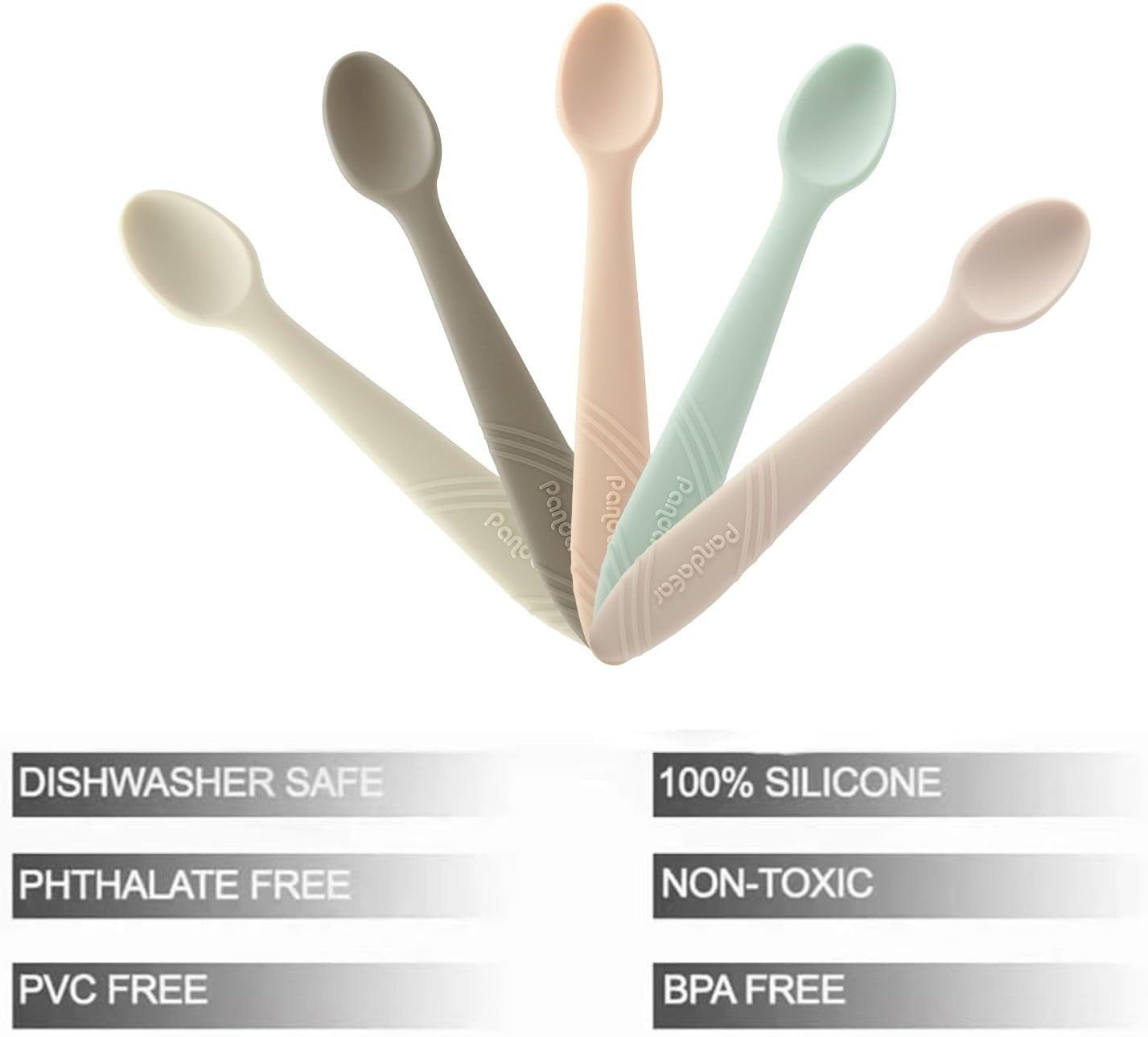 image:imagePandaEar Silicone Baby Spoons Self Feeding 5 Pack BPA Free 46 Months
