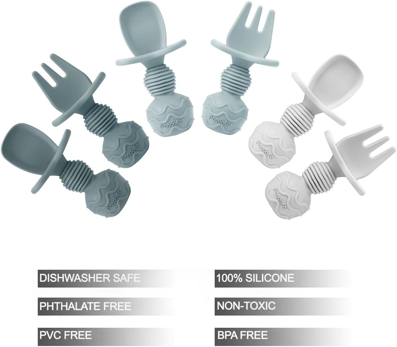 image:imagePandaEar Silicone Baby Spoons and Forks AntiChoke Guard 612 Months