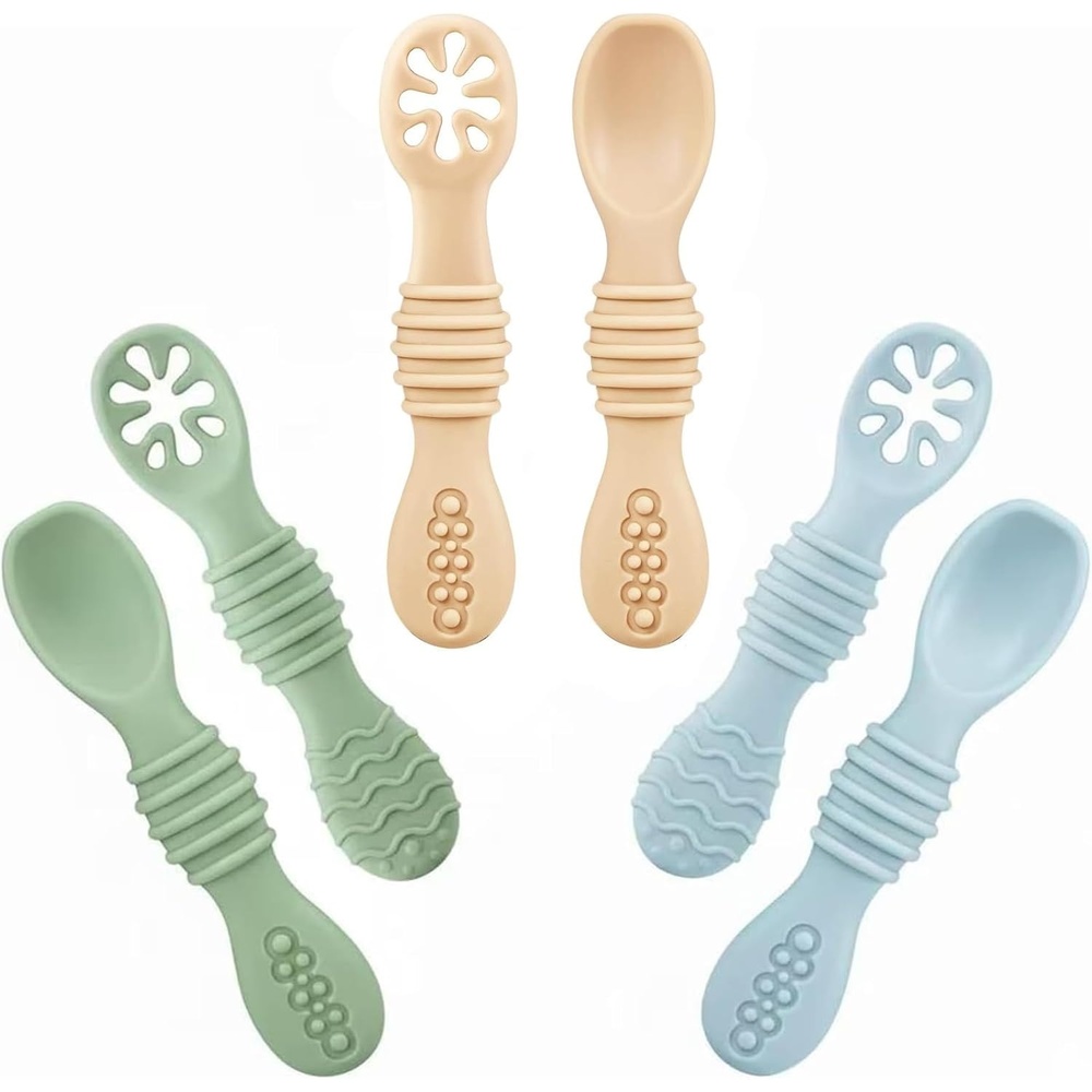 image:imagePandaEar 6 Pack Silicone Baby Spoons First Stage Self Feeding Utensils