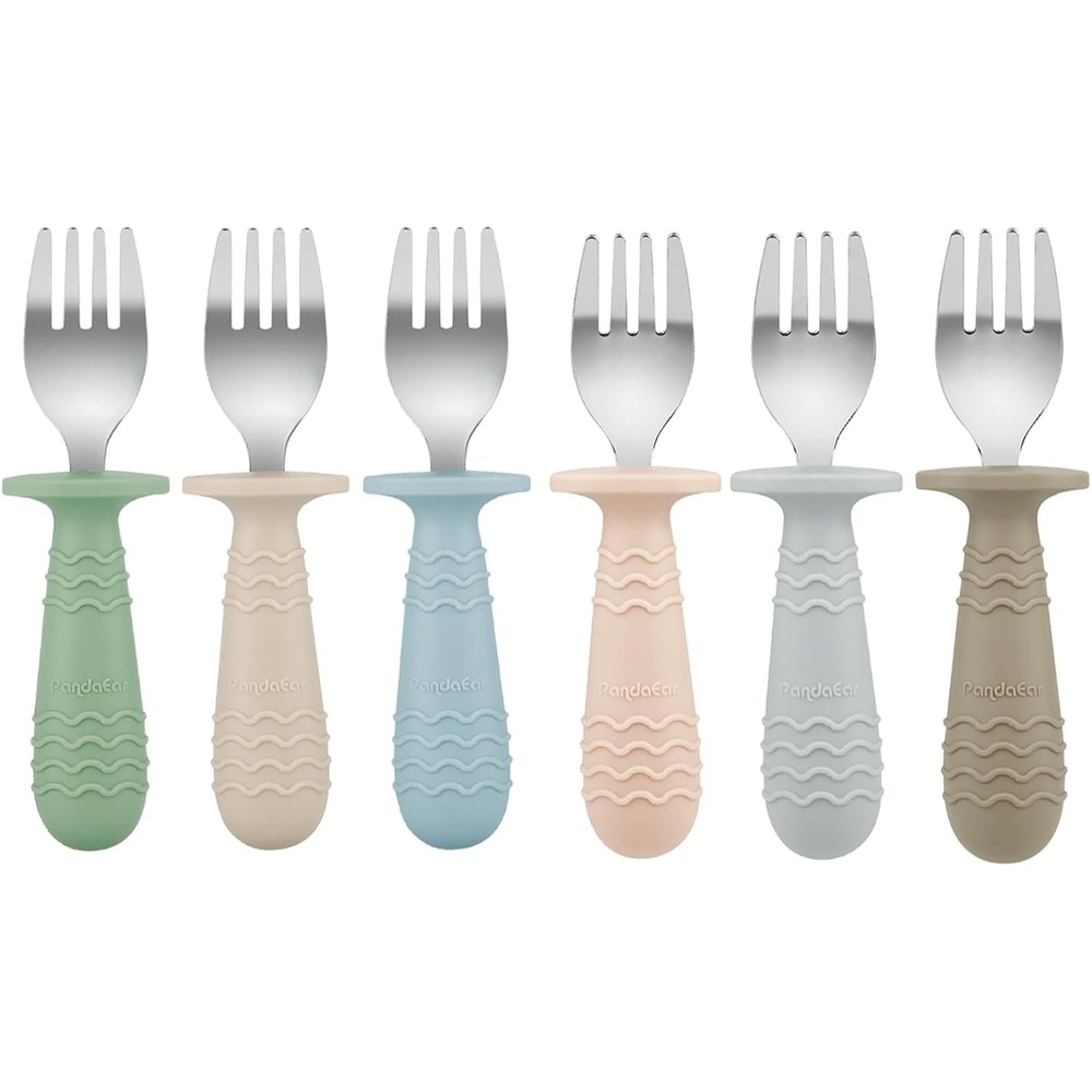 image:imagePandaEar 6 Pack Toddler Forks 188 Stainless Steel with Silicone Handle