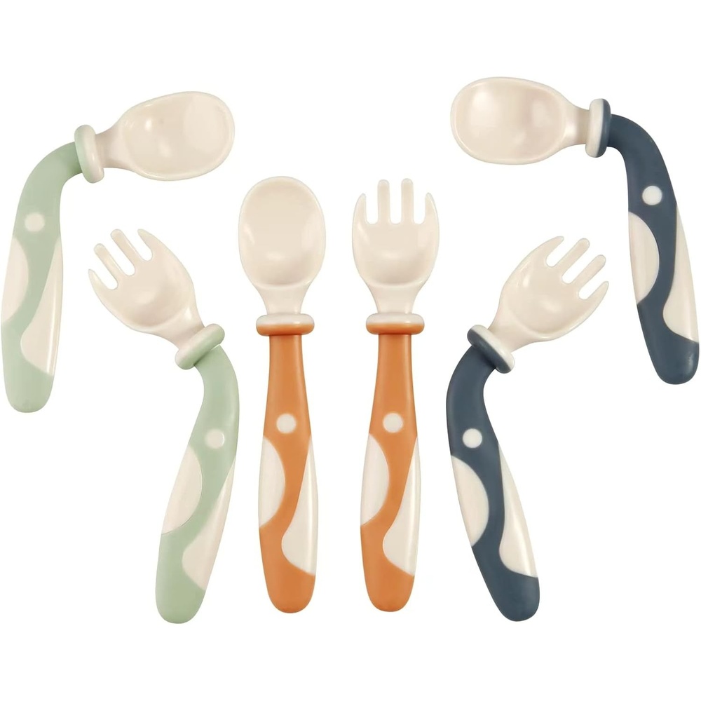 image:imagePandaEar 6Pack Baby Bendable Spoons and Forks Set 360 Flexible Training Utensils for SelfFeeding amp BLW BPA Free No SpringBack Easy Grip for LeftRight Handed Toddlers