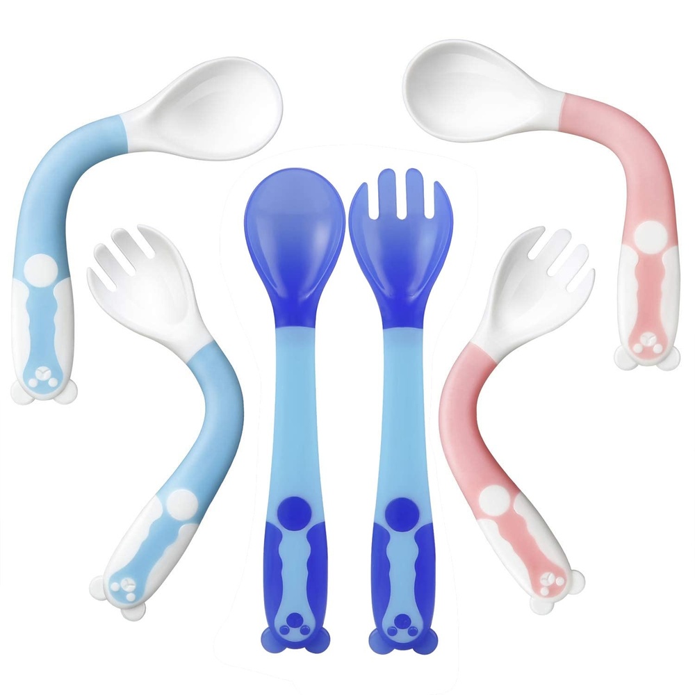 image:imagePandaEar Baby Bendable Utensils Spoons Training Learning Feeding for Kids Toddlers Children and Infants BPA Free 3 Sets Great Gift Set  Easy Grip Fork Tableware3 Sets