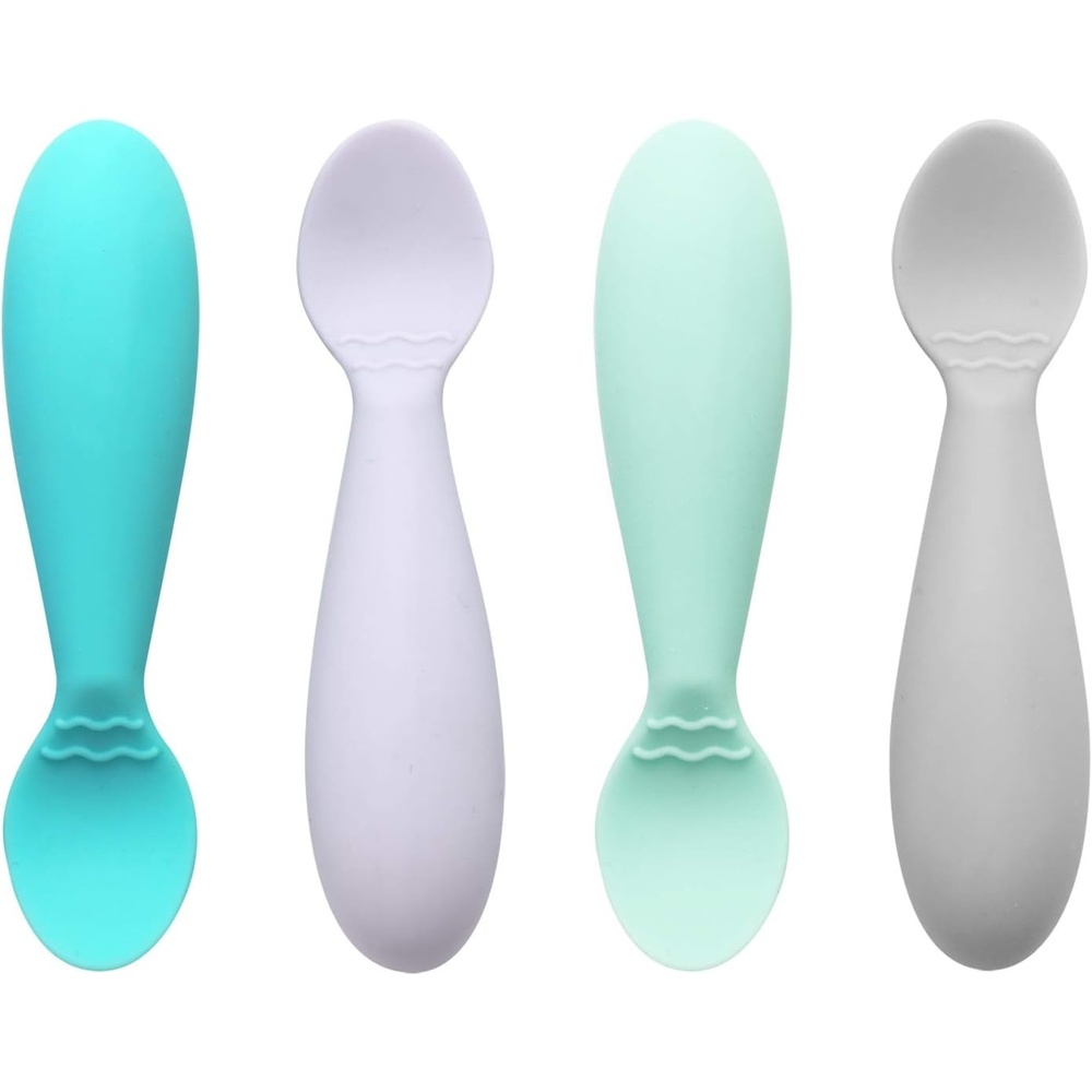 image:imagePandaEar Baby Infant Spoons BPA Free 4Pack Soft Silicone Self Feeding Fat Handle Utensil4 Count Pack of 1