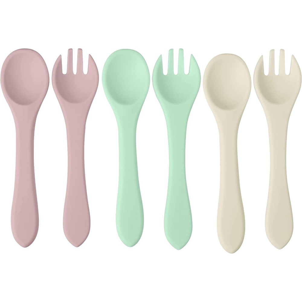 image:imagePandaEar Silicone Baby Spoon and Fork Set 6 Pack First Stage 612M