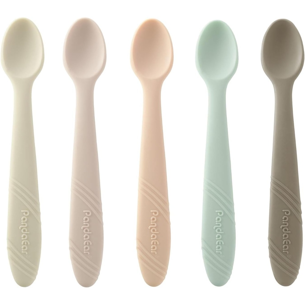 image:imagePandaEar Silicone Baby Spoons Self Feeding 5 Pack BPA Free 46 Months