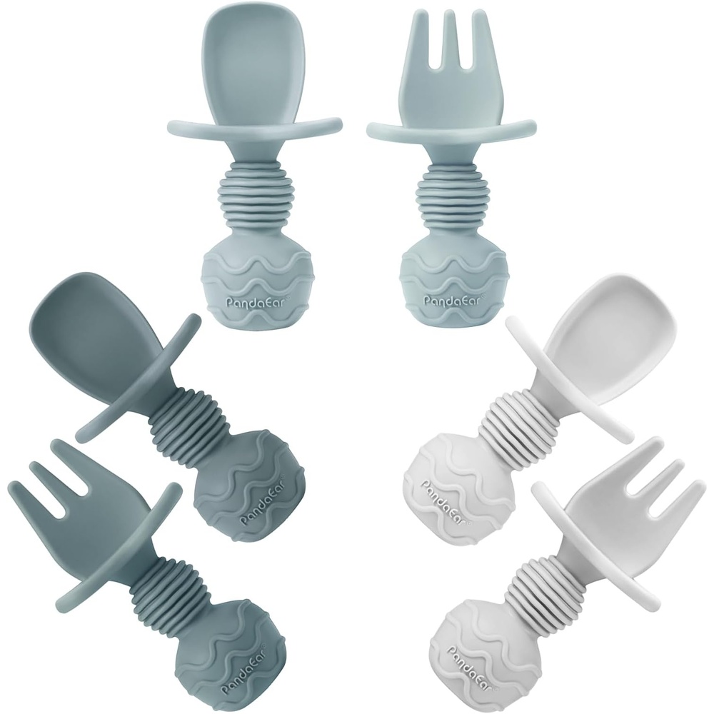image:imagePandaEar Silicone Baby Spoons and Forks AntiChoke Guard 612 Months