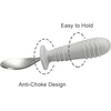 PandaEar 4 Set Baby Toddler Silicone Stainless Steel Utensils Silverware Spoon Fork for Baby Toddler BPA Free with Silicone Holding Anti-Choke Design (Pink&Grey)(Pink&Grey)