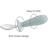 PandaEar 4 Set Baby Toddler Silicone Stainless Steel Utensils Silverware Spoon Fork for Baby Toddler BPA Free with Silicone Holding Anti-Choke Design (Pink&Grey)(Morandi Green & Milky White)