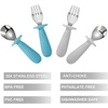 PandaEar 4 Set Baby Toddler Silicone Stainless Steel Utensils Silverware Spoon Fork for Baby Toddler BPA Free with Silicone Holding Anti-Choke Design (Pink&Grey)(Blue&Grey)