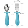 PandaEar 4 Set Baby Toddler Silicone Stainless Steel Utensils Silverware Spoon Fork for Baby Toddler BPA Free with Silicone Holding Anti-Choke Design (Pink&Grey)(Blue&Grey)