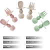 PandaEar 6 Pack Silicone Baby Spoons and Forks, Self Feeding Utensils Set(Pink  Green&Linen)