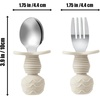 PandaEar 6 Pack Stainless Steel Toddler Spoons and Fork Feeding Set – Anti-Choke First Self Feeding Utensils for Kids Baby Boys Led Weaning Ages 18 Months+ (Blue/Grey/Peach)(Pink/Beige)