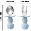 PandaEar 6 Pack Stainless Steel Toddler Spoons and Fork Feeding Set – Anti-Choke First Self Feeding Utensils for Kids Baby Boys Led Weaning Ages 18 Months+ (Blue/Grey/Peach)(Blue/Grey/Peach)