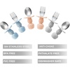 PandaEar 6 Pack Stainless Steel Toddler Spoons and Fork Feeding Set – Anti-Choke First Self Feeding Utensils for Kids Baby Boys Led Weaning Ages 18 Months+ (Blue/Grey/Peach)(Blue/Grey/Peach)