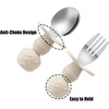 PandaEar 6 Pack Stainless Steel Toddler Spoons and Fork Feeding Set – Anti-Choke First Self Feeding Utensils for Kids Baby Boys Led Weaning Ages 18 Months+ (Blue/Grey/Peach)(Pink/Beige)