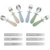 PandaEar 6 Pieces Baby Toddler Silicone Stainless Steel Utensils Silverware Spoon Fork for Baby Toddler BPA Free with Silicone Holding Anti-Choke Design (Blue Pink White)(Blue Green Brown)