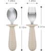 PandaEar 6 Pieces Baby Toddler Silicone Stainless Steel Utensils Silverware Spoon Fork for Baby Toddler BPA Free with Silicone Holding Anti-Choke Design (Blue Pink White)(Blue Green Brown)