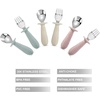 PandaEar 6 Pieces Baby Toddler Silicone Stainless Steel Utensils Silverware Spoon Fork for Baby Toddler BPA Free with Silicone Holding Anti-Choke Design (Blue Pink White)(Blue Pink White)