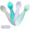 PandaEar Baby Infant Spoons BPA Free, 4-Pack, Soft Silicone, Self Feeding Fat Handle Utensil(4 Count (Pack of 2))