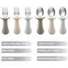 PandaEar Baby Toddler Fork and Spoon Utensil Set, 6 Pack Silicone Stainless Steel Silverware Spoon Fork for Babies Toddler, BPA Free with Silicone Holding Anti-Choke Design (Green Blue Brown)(Light Tan&Walnut&Grey)