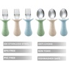 PandaEar Baby Toddler Fork and Spoon Utensil Set, 6 Pack Silicone Stainless Steel Silverware Spoon Fork for Babies Toddler, BPA Free with Silicone Holding Anti-Choke Design (Green Blue Brown)(Green Blue Brown)