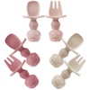 PandaEar 6 Pack Silicone Baby Spoons and Forks, Self Feeding Utensils Set(Pink)