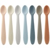 PandaEar 7 Pack Silicone Baby Spoons, First Stage Self Feeding Utensils(One Size)