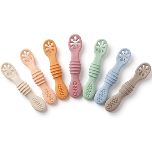 PandaEar 7 Pack Silicone Baby Feeding Spoon, Baby Led Weaning Supplies(Curved Spoon)