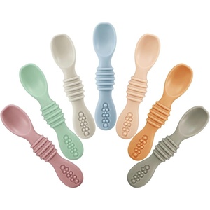 PandaEar 7 Pack Silicone Baby Feeding Spoon, Baby Led Weaning Supplies(Solid Spoon)