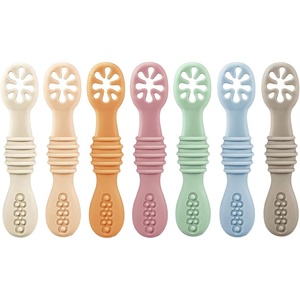 PandaEar 7 Pack Silicone Baby Feeding Spoon, Baby Led Weaning Supplies(Straight Spoon)