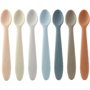 PandaEar 7 Pack Silicone Baby Spoons, First Stage Self Feeding Utensils(One Size)