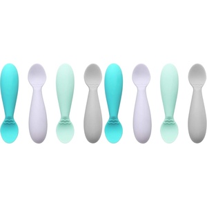 PandaEar Baby Infant Spoons BPA Free, 4-Pack, Soft Silicone, Self Feeding Fat Handle Utensil(4 Count (Pack of 2))