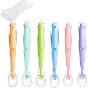 PandaEar Baby Silicone Soft Spoons| Training Feeding for Kids Toddlers Children and Infants| BPA Free 6 Pack| Baby Led Weaning Spoon| Gum-Friendly First Stage(Baby Spoons)