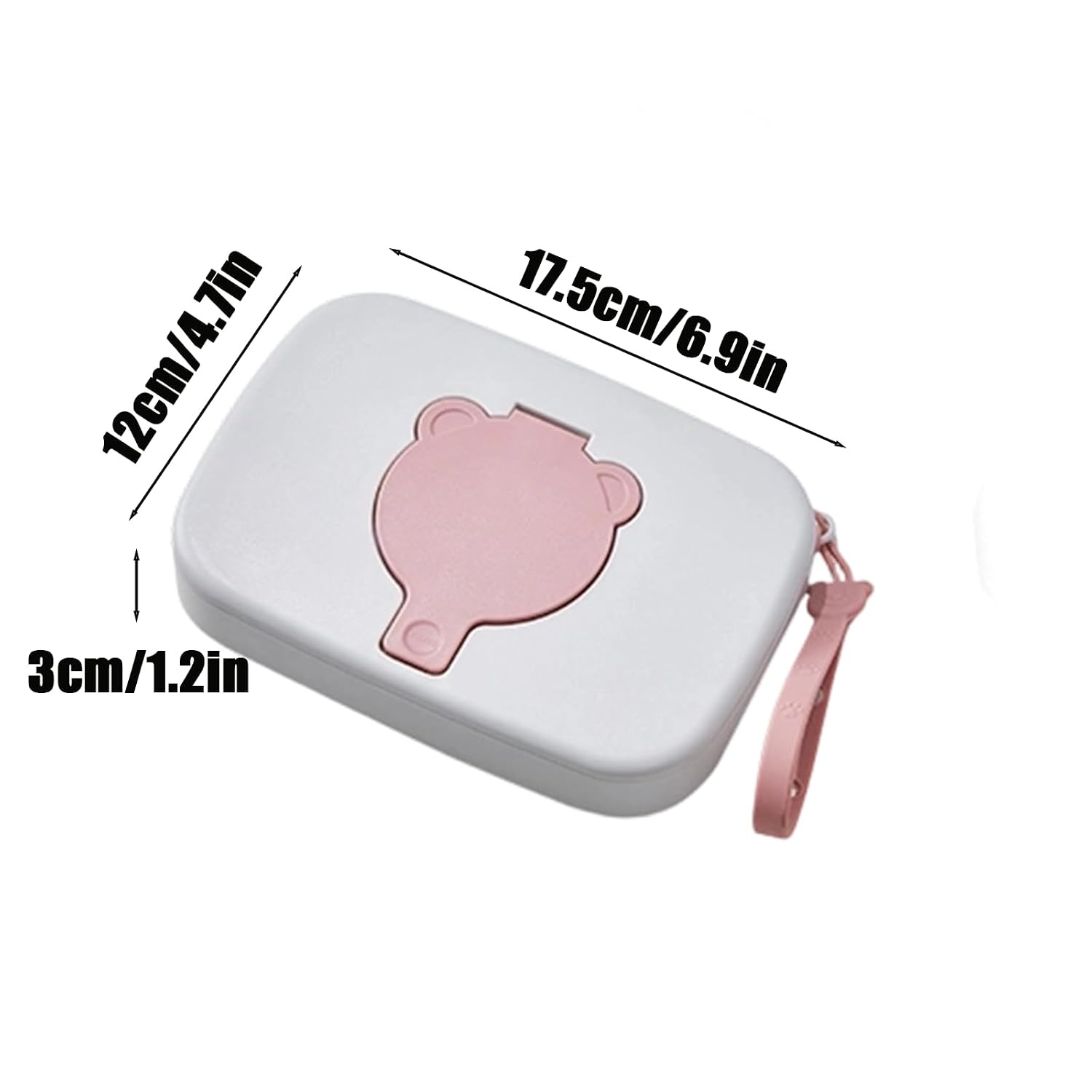 image:imagePandaEar 2 Pack Portable Baby Wipes Dispenser Refillable Wet Wipe Case with Secure Lid and Carrying Strap for Travel Diaper Bag Car and Nursery Bear PinkGreen