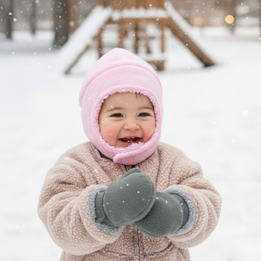 image:imagePandaEar 2 Pairs Baby Toddler Mittens Winter Warm Fleece Gloves Sherpa Lined No Thumb Infant Mittens for Boys