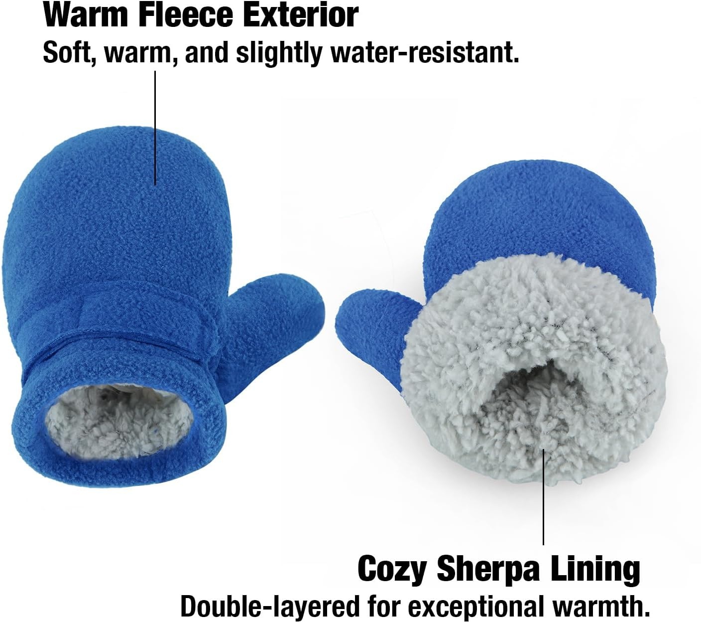 image:imagePandaEar 2 Pairs Baby Toddler Mittens Winter Warm Fleece Gloves Sherpa Lined No Thumb Infant Mittens for Boys