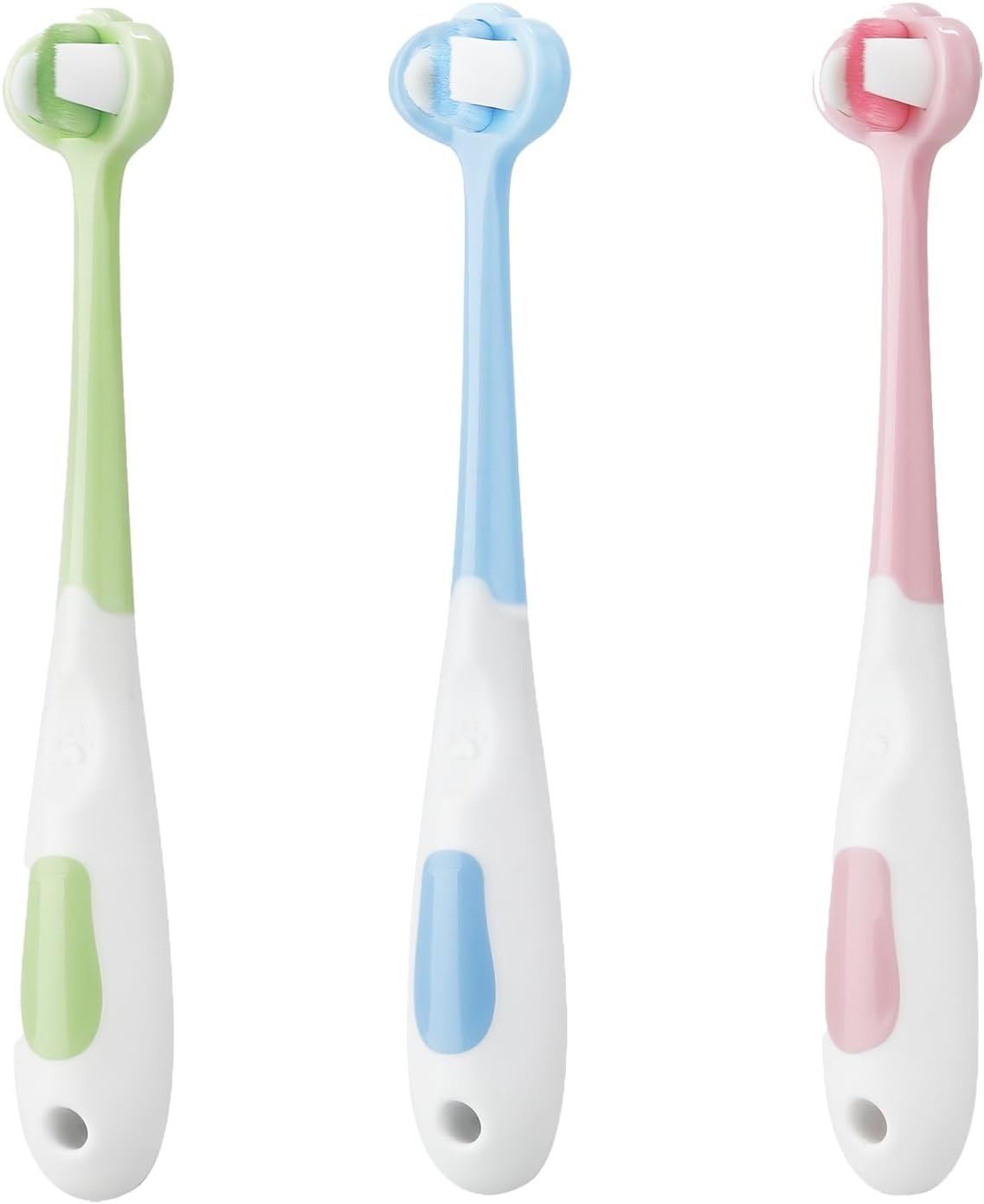 image:imagePandaEar 3 Pack Baby Toothbrush ThreeSided Baby Training Toothbrush for Ages 14 Years Infant Training Brush EasyGrip Handle