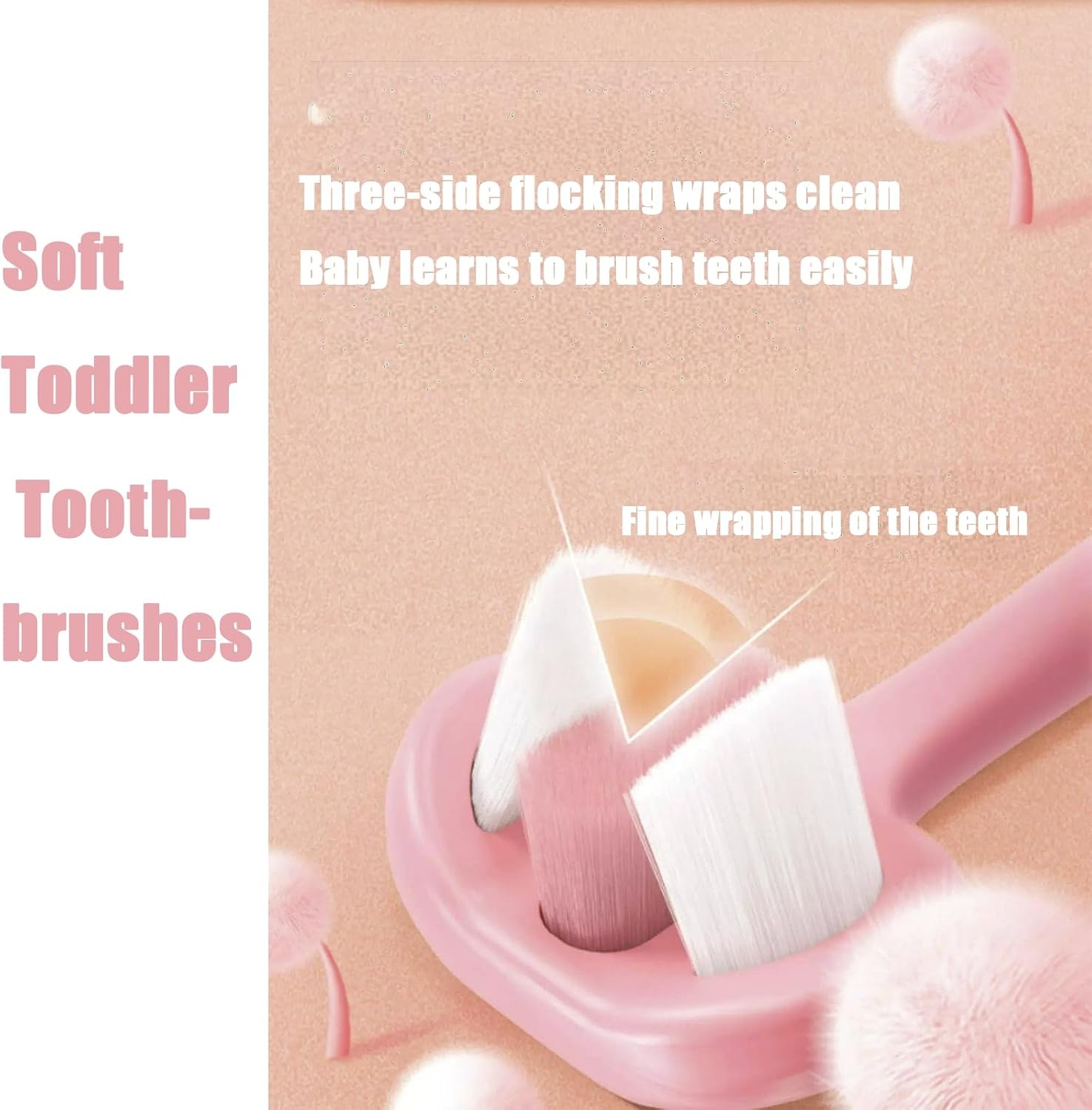 image:imagePandaEar 3 Pack Baby Toothbrush ThreeSided Baby Training Toothbrush for Ages 14 Years Infant Training Brush EasyGrip Handle